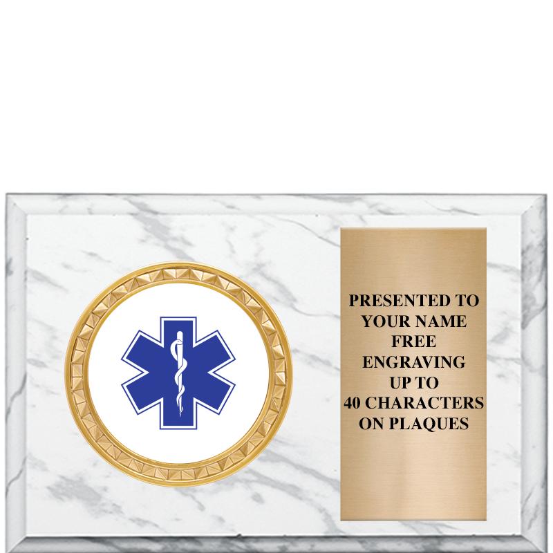 6" X 4" WHITE MBL INSERT PLQ