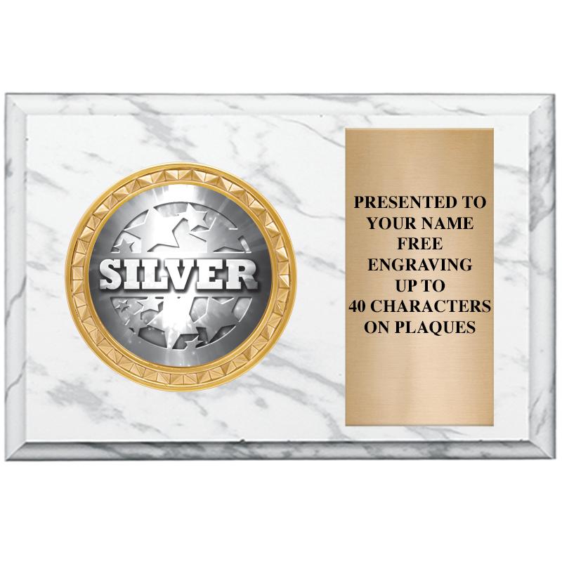 6" X 4" WHITE MBL INSERT PLQ