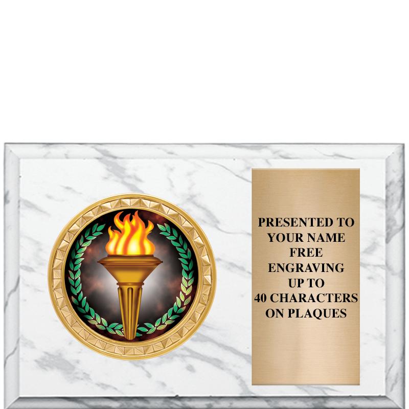 6" X 4" WHITE MBL INSERT PLQ