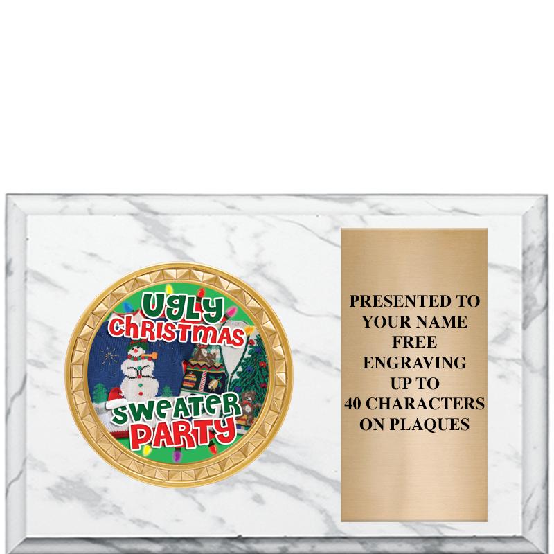 6" X 4" WHITE MBL INSERT PLQ