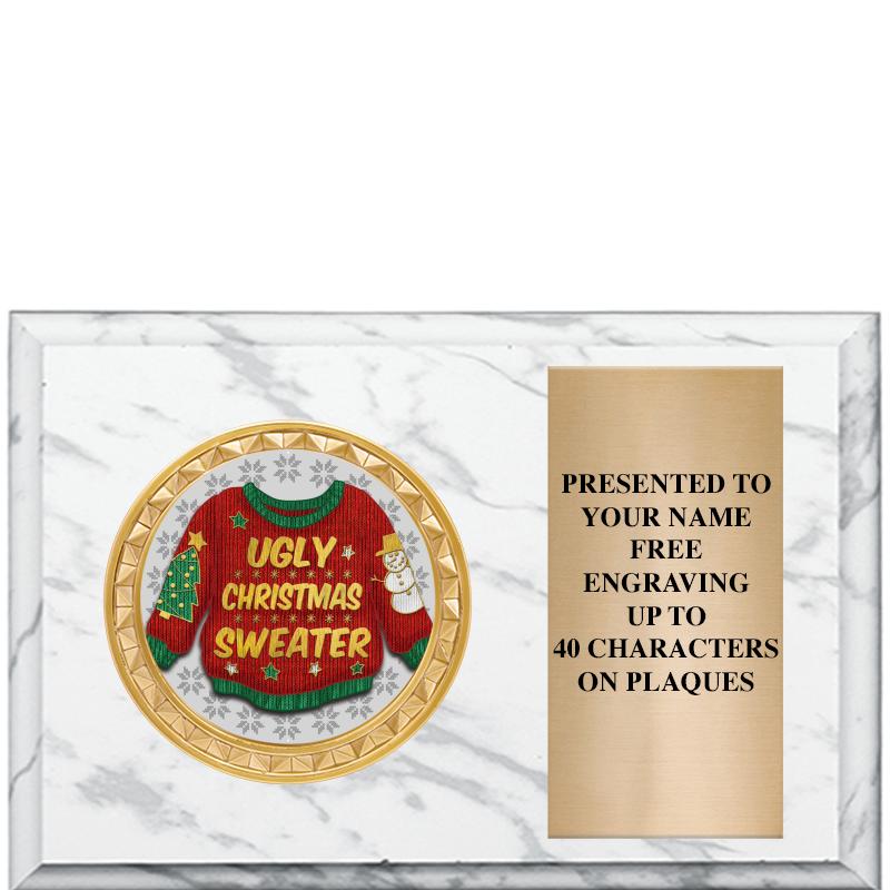 6" X 4" WHITE MBL INSERT PLQ