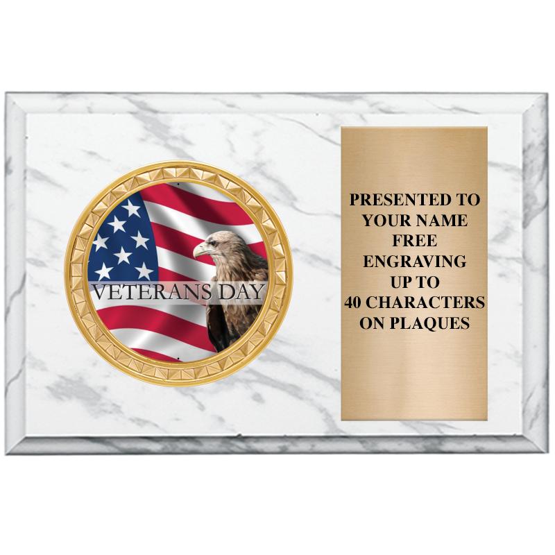 6" X 4" WHITE MBL INSERT PLQ