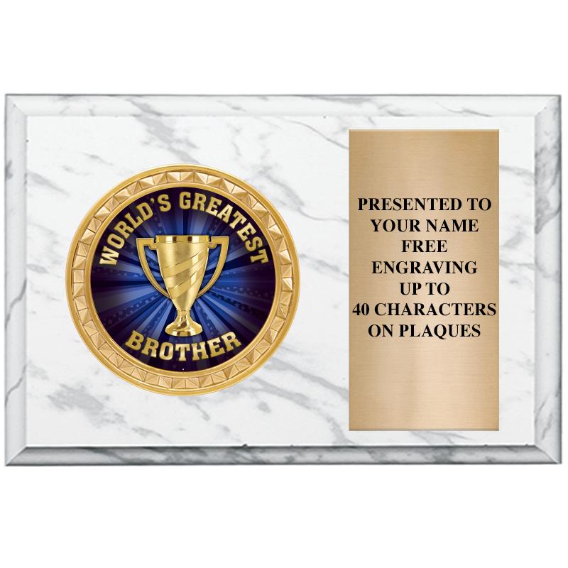 6" X 4" WHITE MBL INSERT PLQ