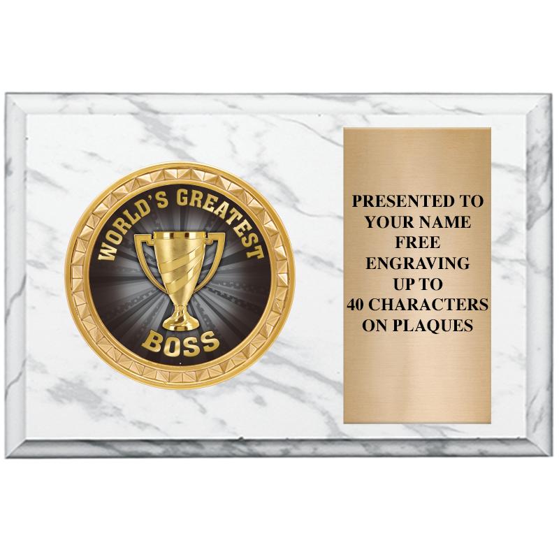 6" X 4" WHITE MBL INSERT PLQ