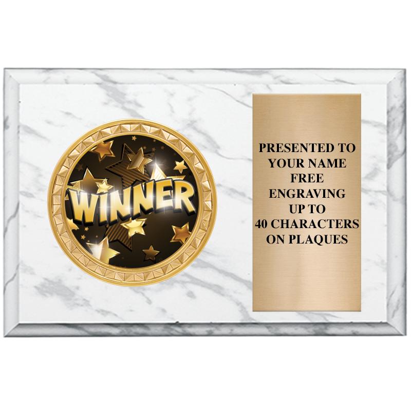 6" X 4" WHITE MBL INSERT PLQ