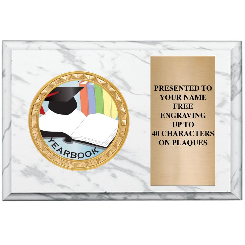 6" X 4" WHITE MBL INSERT PLQ