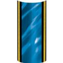A row of green and gold poles with a gold base and the gold trim