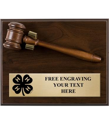 8" x 10" 4H Wood Gavel Plaque