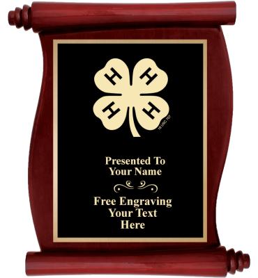 9.5" X 12" 4H Rosewood Scroll Plaque