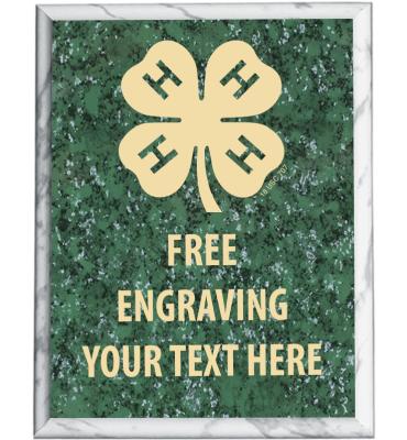 4-H White Marbleized Plaque