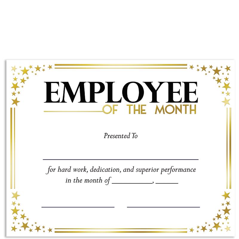 8.5"X11" EMP OF THE MONTH CERT