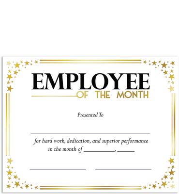 Employee of the Month Foil Certificate