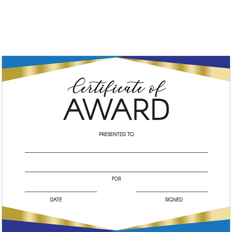8.5X11GOLD COLOR CERT OF AWARD