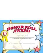 Honor Roll Award Certificate