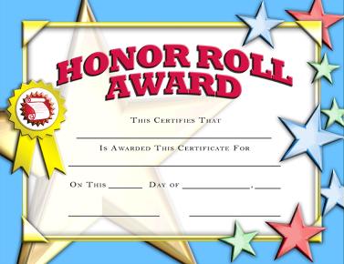 Honor Roll Award Certificate