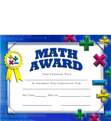 Math Award Certificate