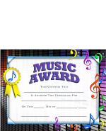 Music Award Certificate