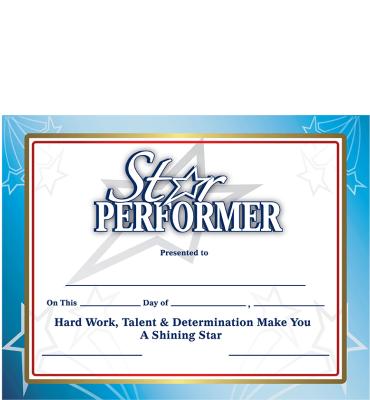 Star Performer Certificates