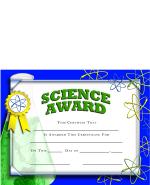 Science Award Certificate