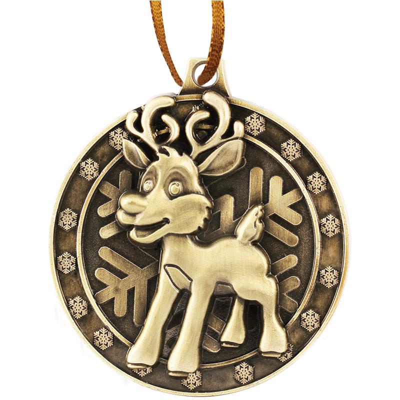 2"3D REINDEER GOLD ORNAMENT
