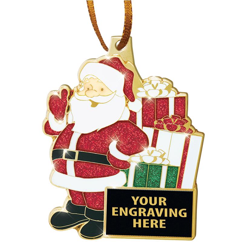 2.5" SANTA GLITTER ORNAMENT GD