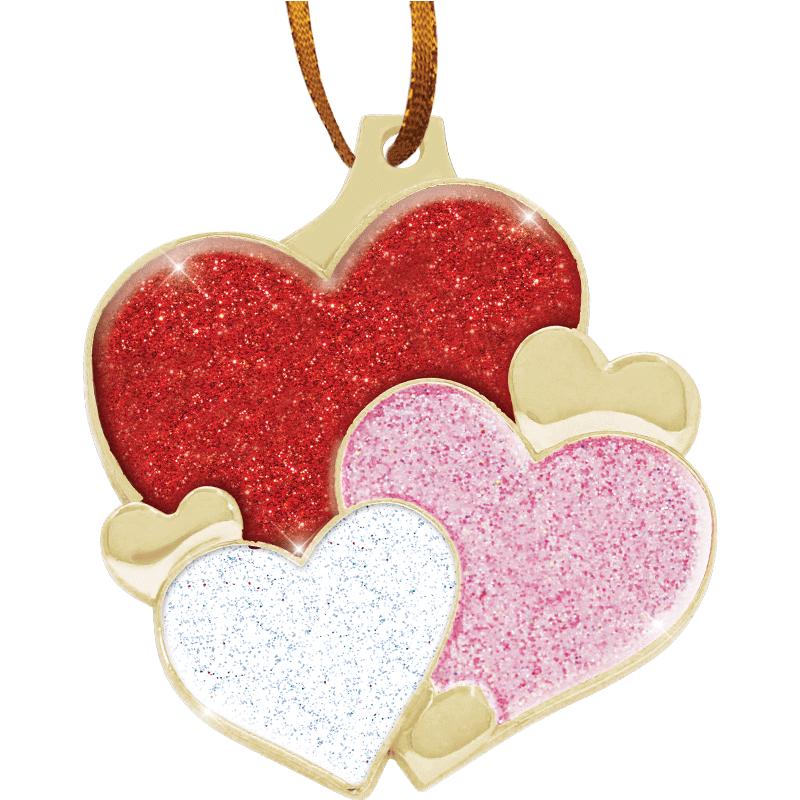 2"HEARTS GLITTER GOLD ORNMNT