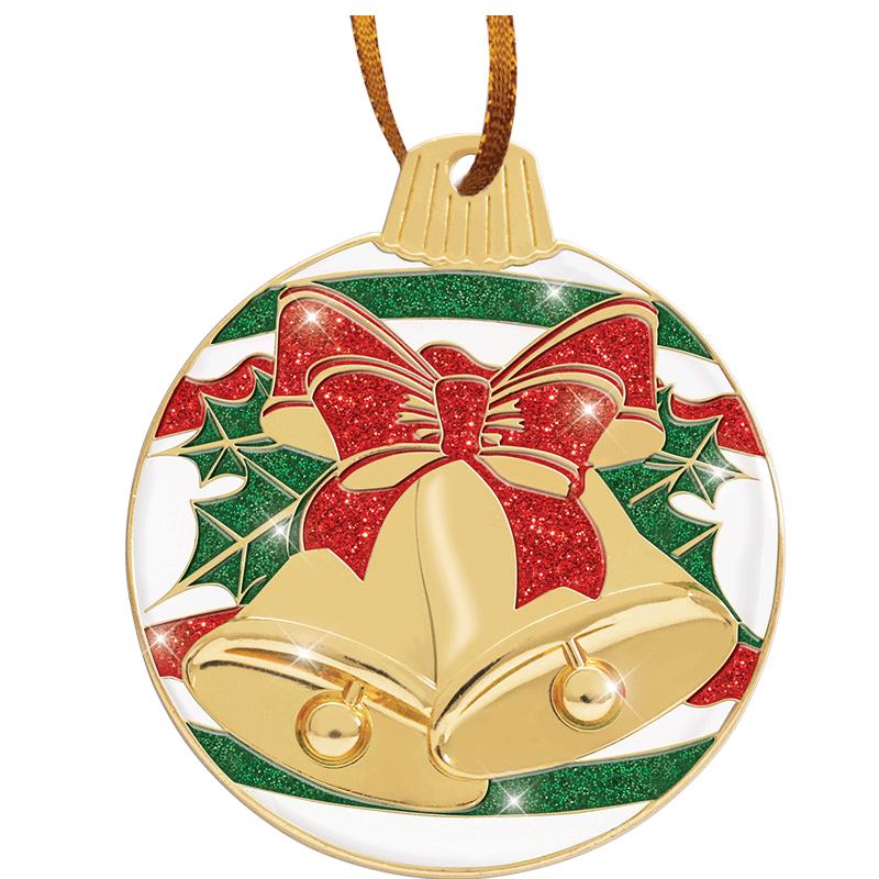 2"JINGLE BELLS GLITTER GLD ORN