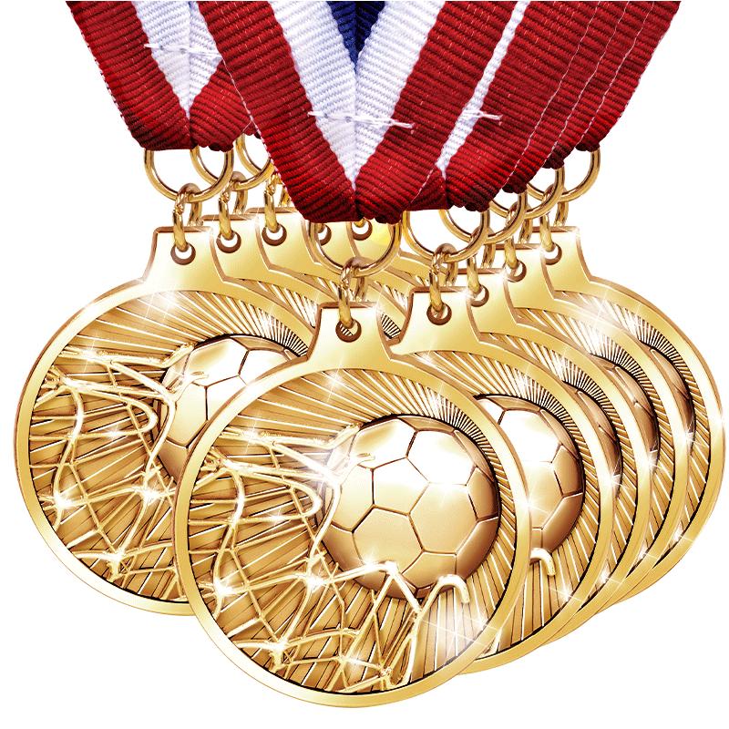 10PK SOCCER MDL RWB RIBBON GLD