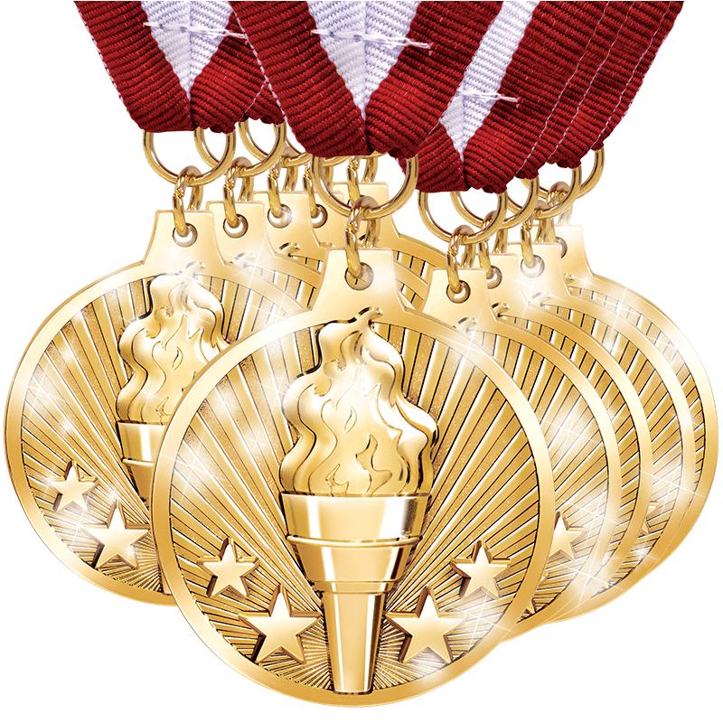 10PK TORCH MDL RWB RIBBON GOLD