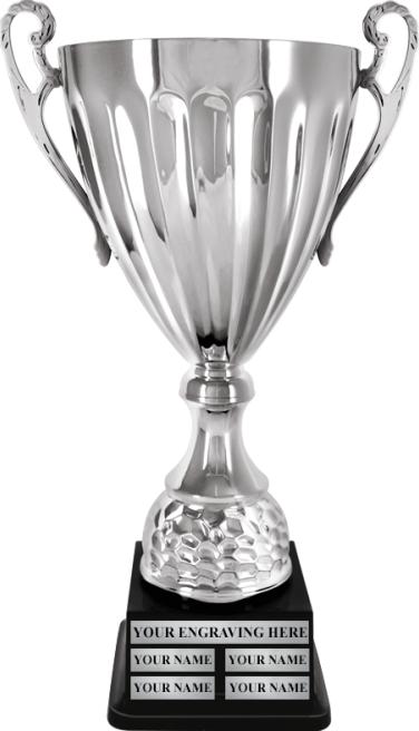 Silver Cup Triple Tier Perpetual Trophy - Trophy Depot