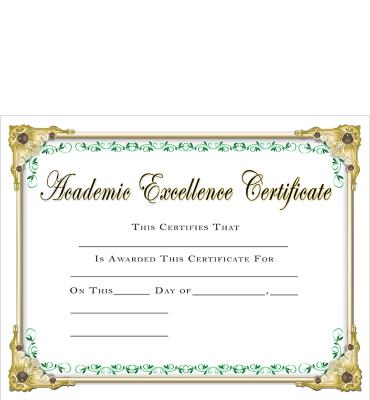 Academic Excellence Certificate