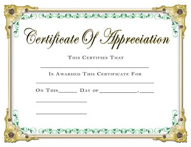 Award Cert Appreciation
