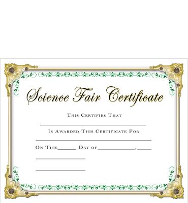 Science Fair Certificate
