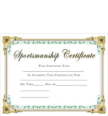 Sportsmanship Certificate