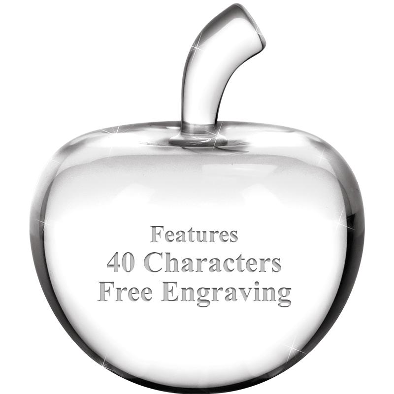 3.4" APPLE CRYSTAL PAPERWEIGHT