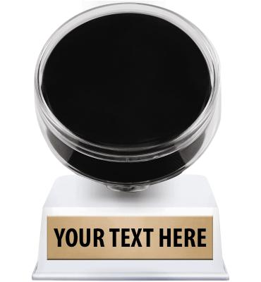 Hockey Puck Holder On White Contemporary Base