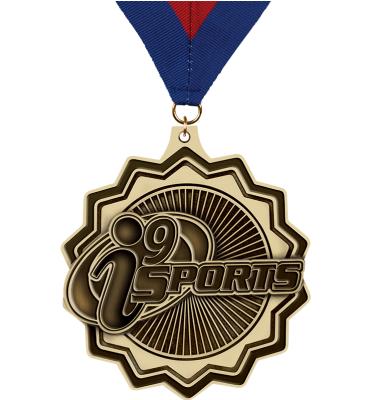 2 1/2" i9 Sports Participation Medal With Red/Blue Ribbon