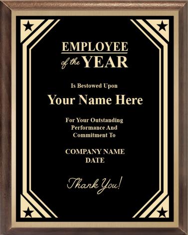 Corporate Plaques Employee Of The Year Recognition Plaque
