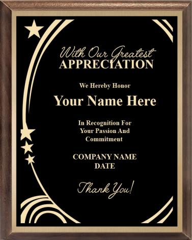 Appreciation Plaque