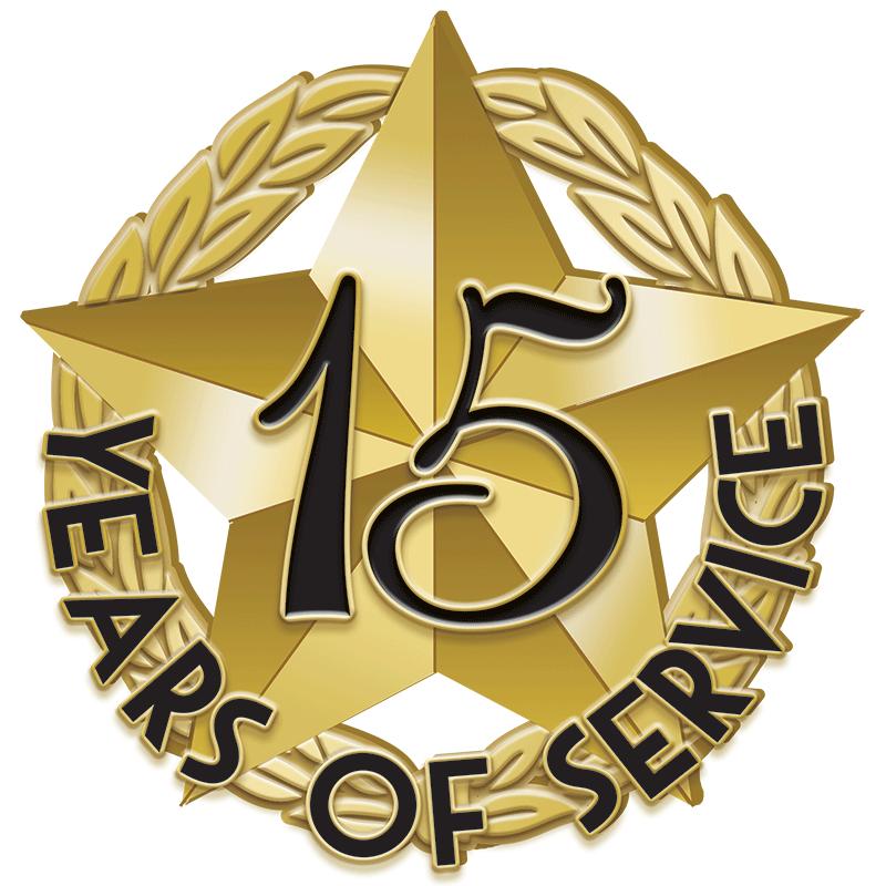 1"Wx1"H 15YRS SERVICE REC PIN