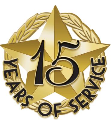 15 Years Of Service Recognition Pin