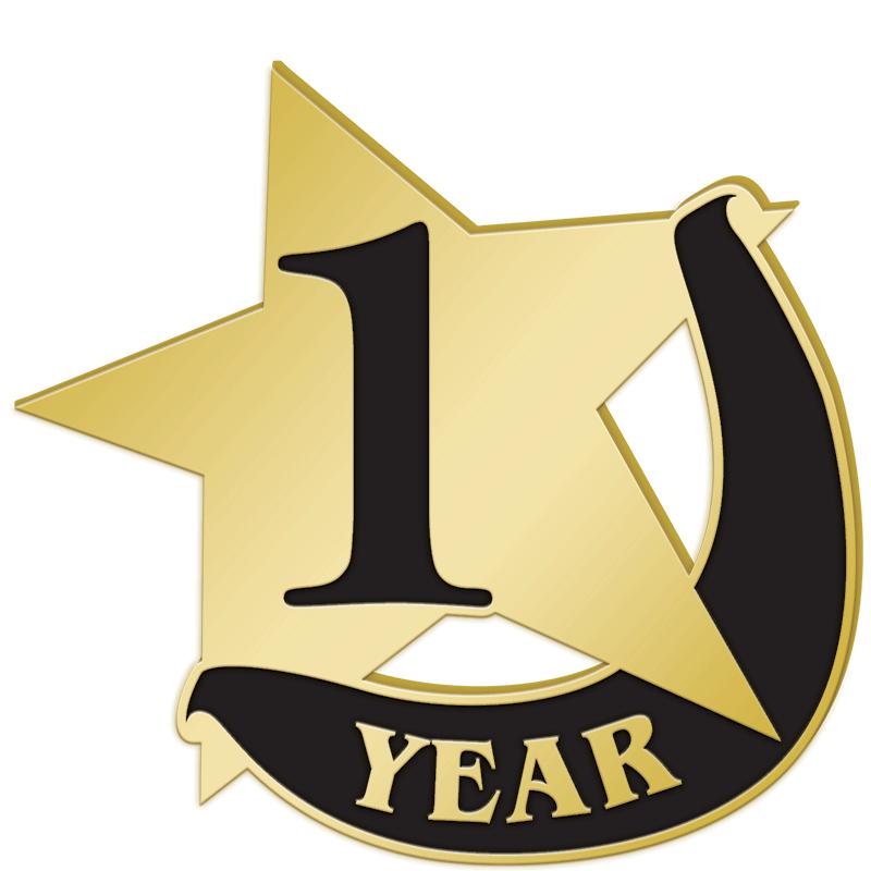 1"Wx1"H 1 YEAR RECOGNITION PIN