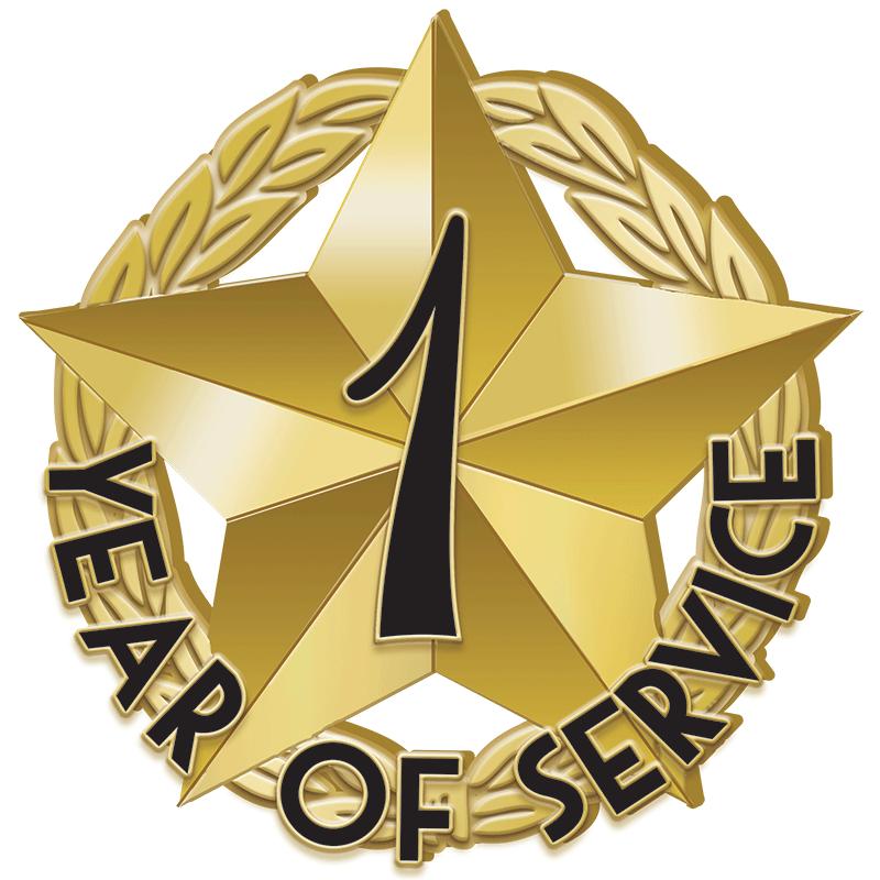 1"Wx1"H 1 YEAR SERVICE REC PIN