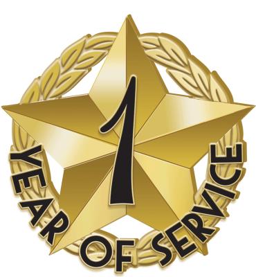 1 Year Of Service Recognition Pin