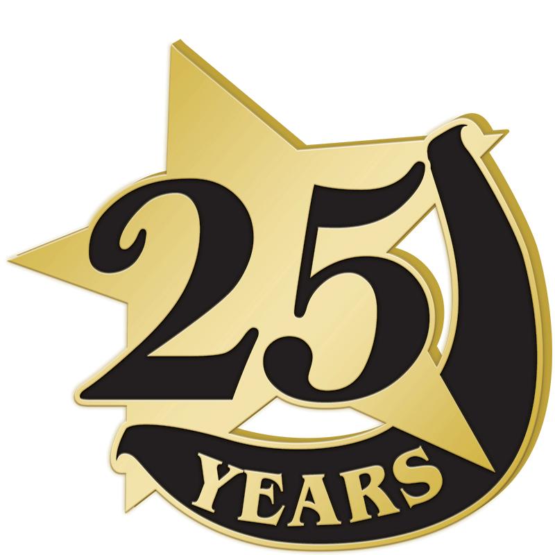 1"Wx1"H 25YEAR RECOGNITION PIN