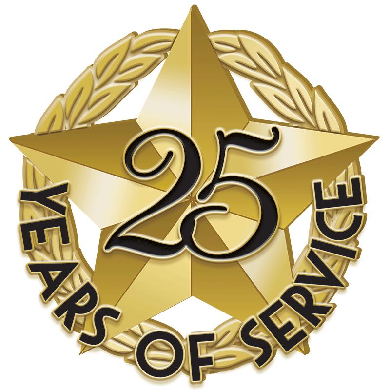 1"Wx1"H 25YRS SERVICE REC PIN