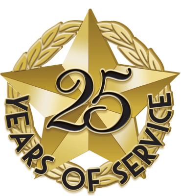 25 Years Of Service Recognition Pin