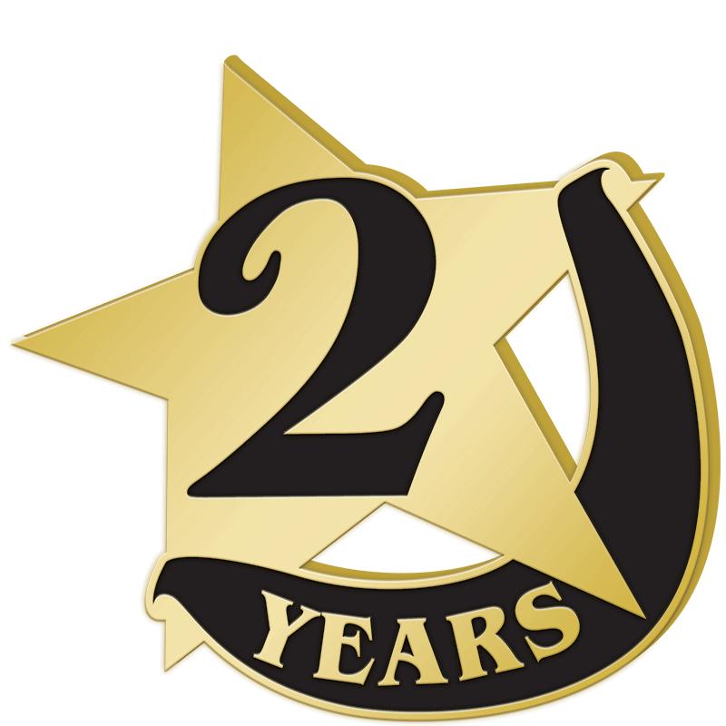 1"Wx1"H 2 YEAR RECOGNITION PIN