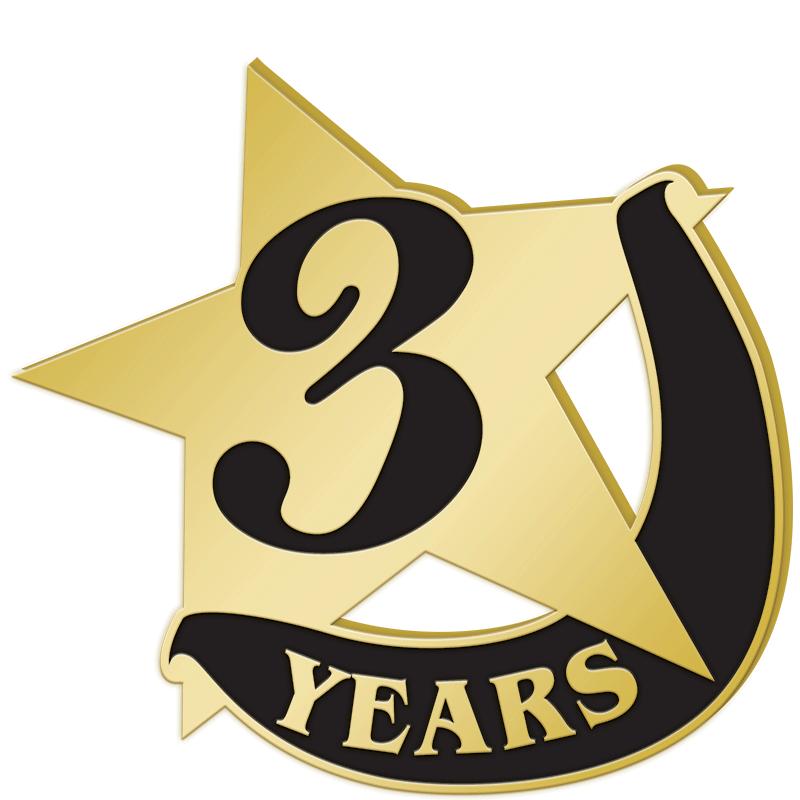 1"Wx1"H 3 YEAR RECOGNITION PIN