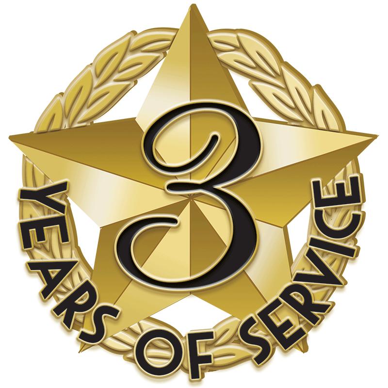 1"Wx1"H 3 YEAR SERVICE REC PIN